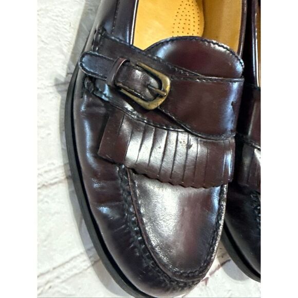 Cole Haan Men\'s 11.5 Kiltie Buckle Front Leather Loafers Burgundy Brown Classic main image 6